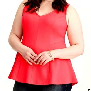 NWOT Torrid Neon Coral V-neck Peplum Tank